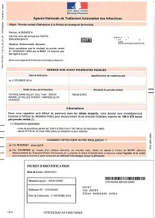 Spécimen de verbalisation SNCF